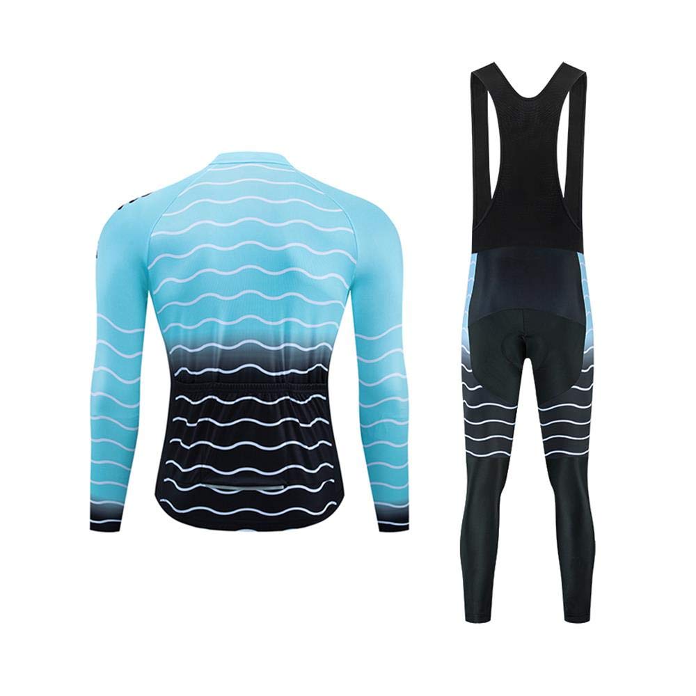 Men's Pro Cycling Jersey Set - Long Sleeve Quick Dry Bike Jacket & Bib Shorts with 9D Padding - Breathable Performance Cycling Outfit for Road Biking, Mountain Biking & Training