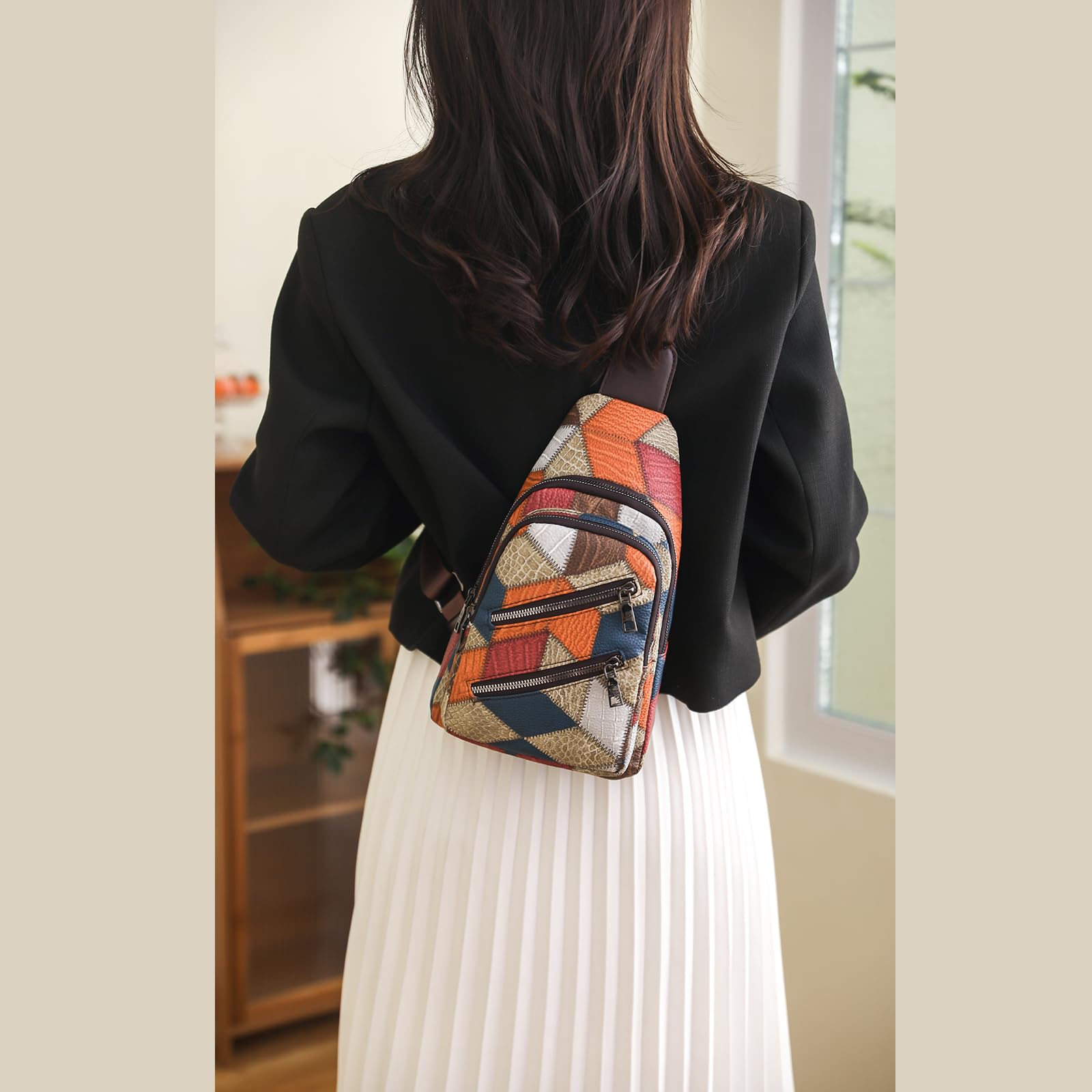 BIMMI Small Premium Oxford Crossbody Bag - Stylish & Functional Single Shoulder Bag with Chest Bag Features for Women | Perfect for Travel, Shopping & Everyday Use