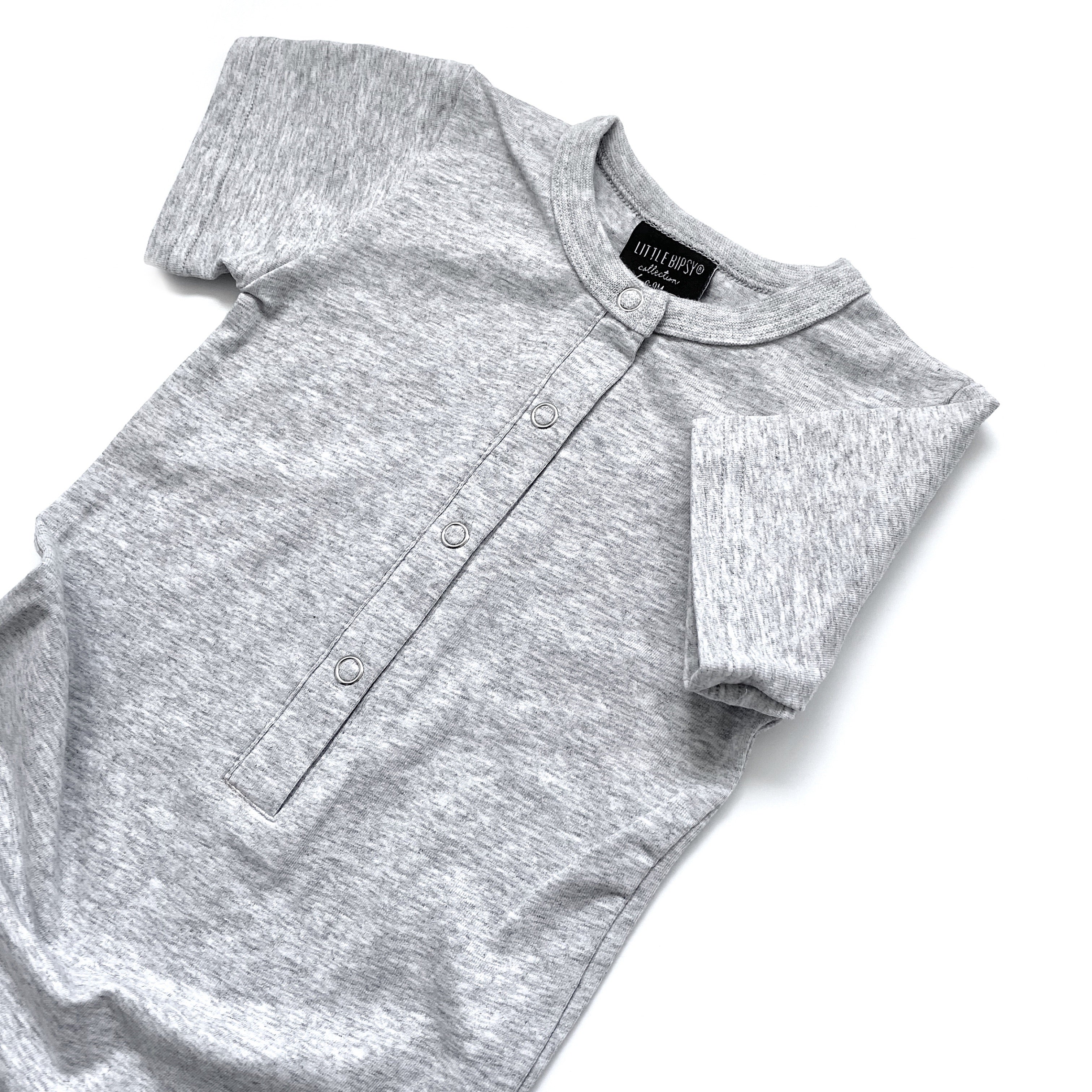 Classic Snap Romper for Baby - Soft Grey Cotton Jumpsuit | Perfect for Playtime, Outings & Photo Shoots