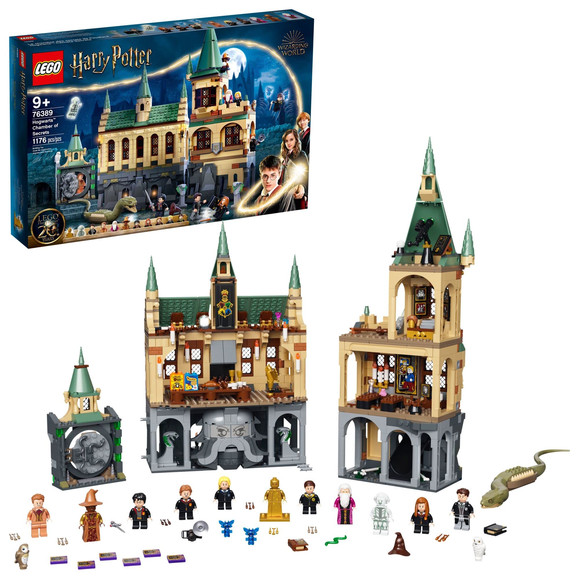 LEGO Harry Potter Hogwarts Chamber of Secrets 76389 Building Kit - 20th Anniversary Castle Set with The Great Hall, Collectible Golden Voldemort Minifigure & Glow-in-The-Dark Nearly Headless Nick | Perfect Gift for Potter Fans, Creative Play & Display