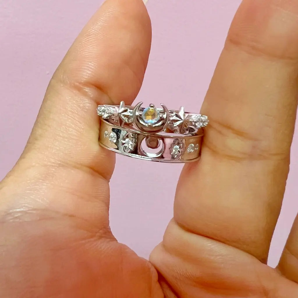Moonlight Twinkle Bold Statement Ring for Women - Elegant Cubic Zirconia Fashion Jewelry - Perfect for Evening Parties, Date Nights & Special Occasions