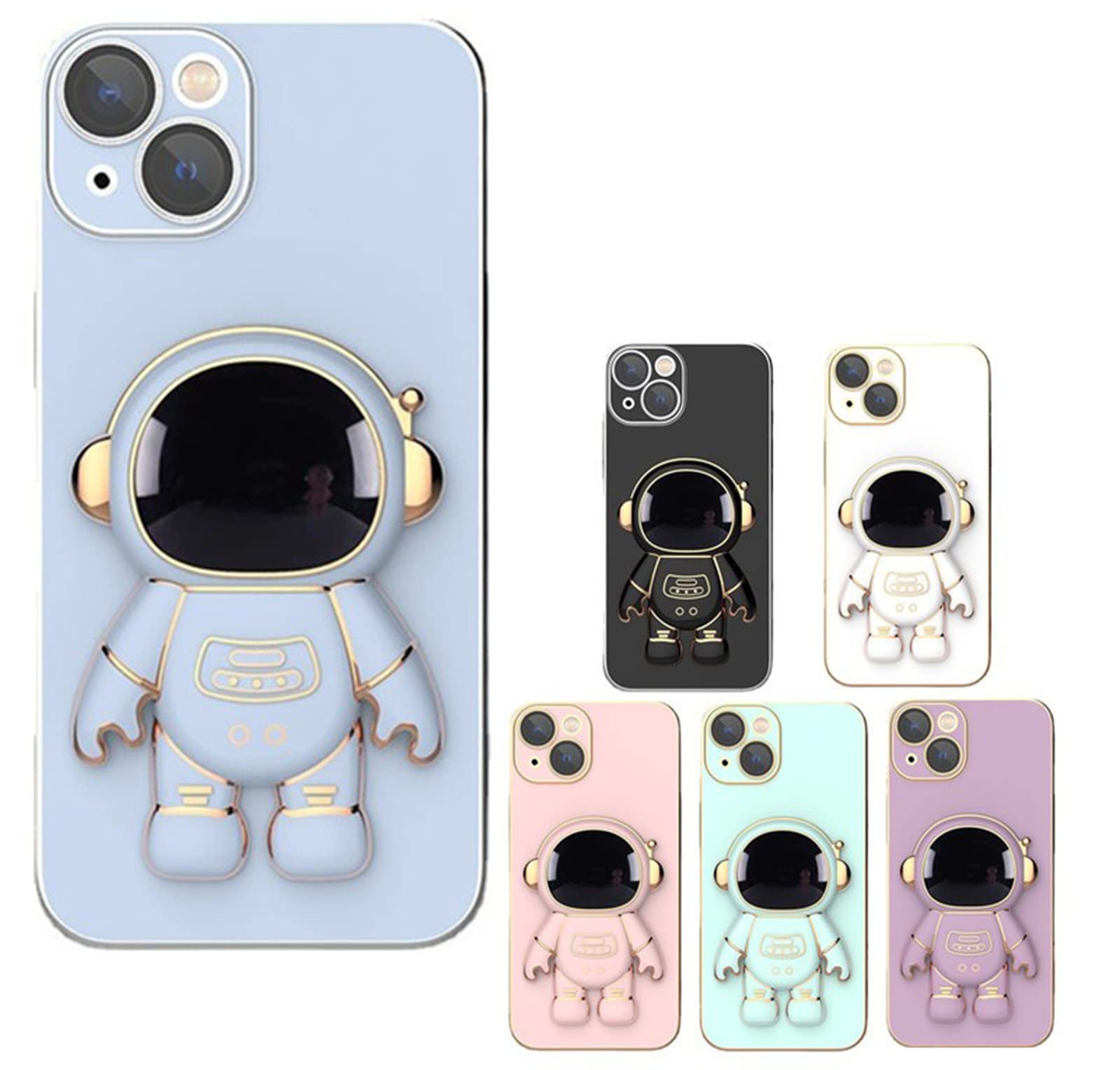 6D Plating Astronaut Phone Case with Stand - Compatible with iPhone 11/12/13 Pro Max, Blue Protective Cover for iPhone 12 Pro | Perfect for Space Enthusiasts & Everyday Use