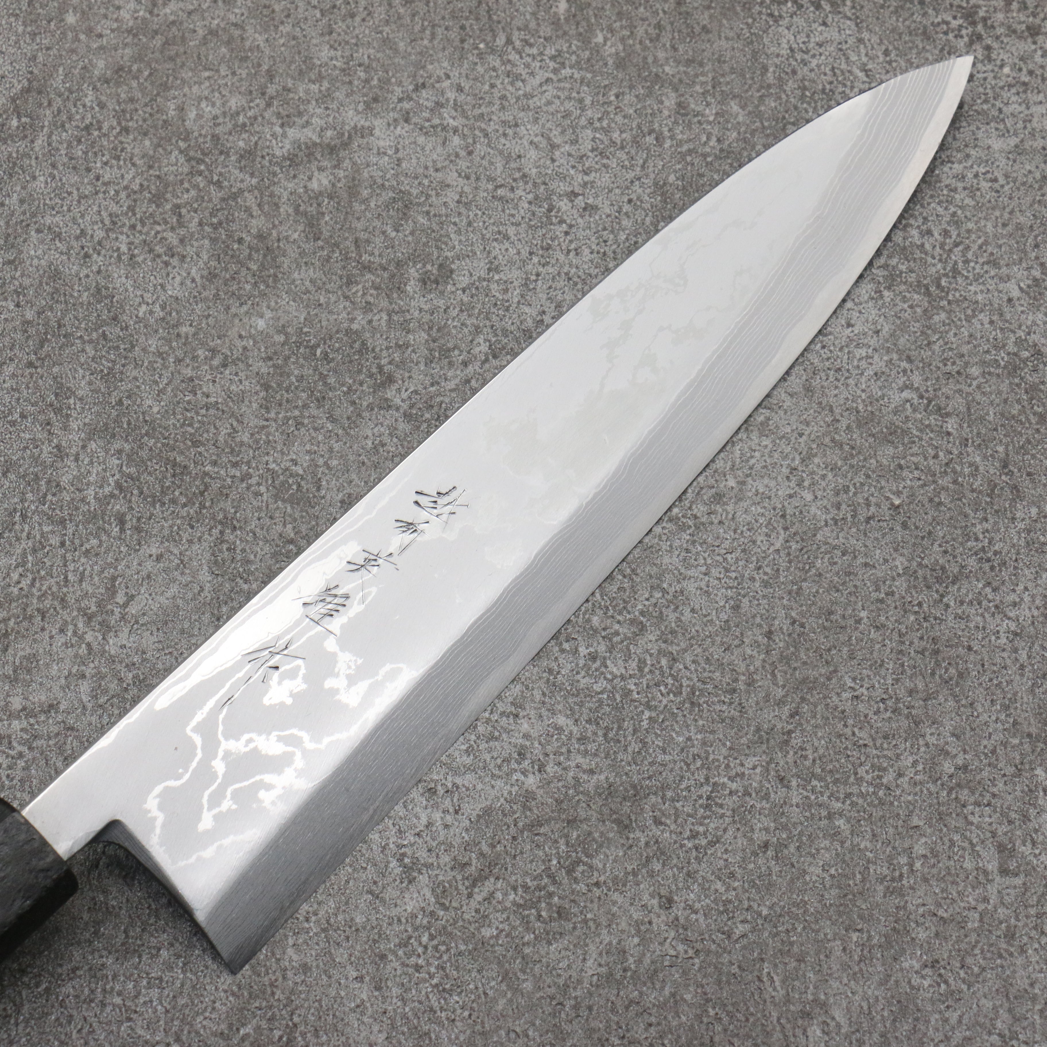 Premium Hideo Kitaoka White Steel No.2 Damascus Mioroshi Deba Knife 240mm - Japanese Chef Knife with Black Washi Wrapped Handle for Sushi, Fish Filleting & Meat Cutting - Professional Kitchen Knife for Chefs & Home Cooks