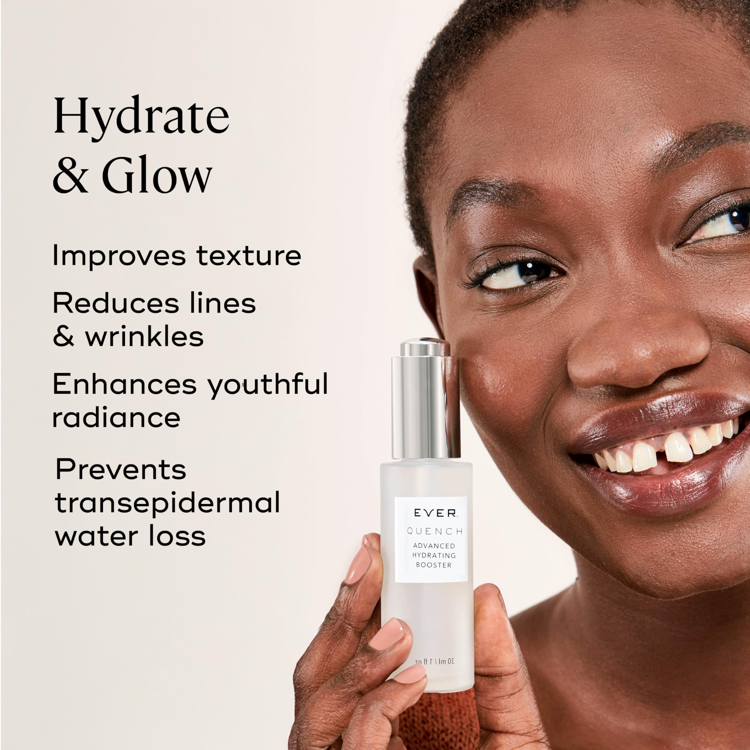 EVER Advanced Hydrating Serum with Hyaluronic Acid & Peptides - Anti-Aging Face Moisturizer for Women, Reduces Fine Lines & Wrinkles, 1 fl oz - Perfect for Daily Skincare Routine & Nighttime Hydration