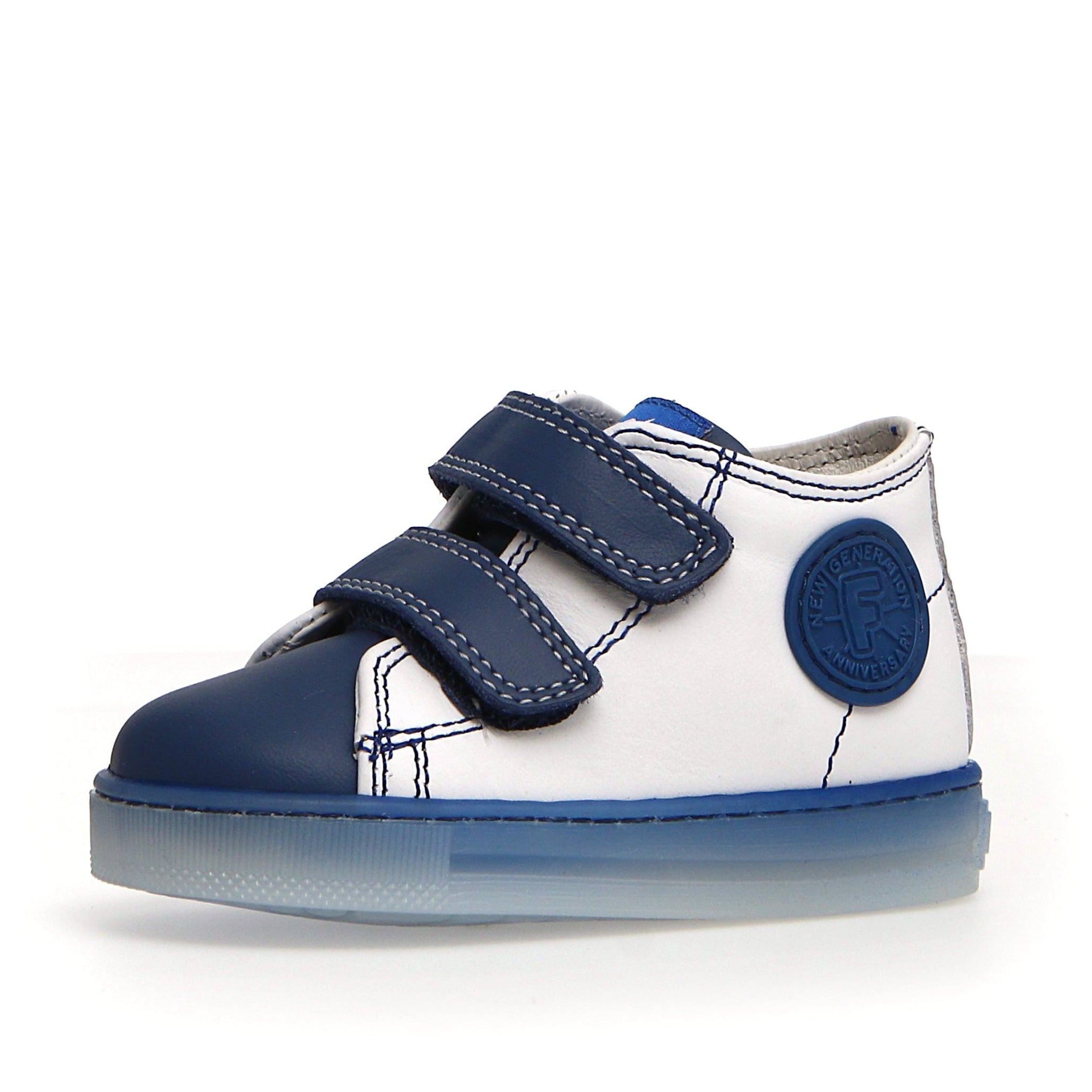 Falcotto Kids' Michael Fashion Sneakers for Boys & Girls - White/Azure - Comfortable & Stylish School Shoes for Daily Wear