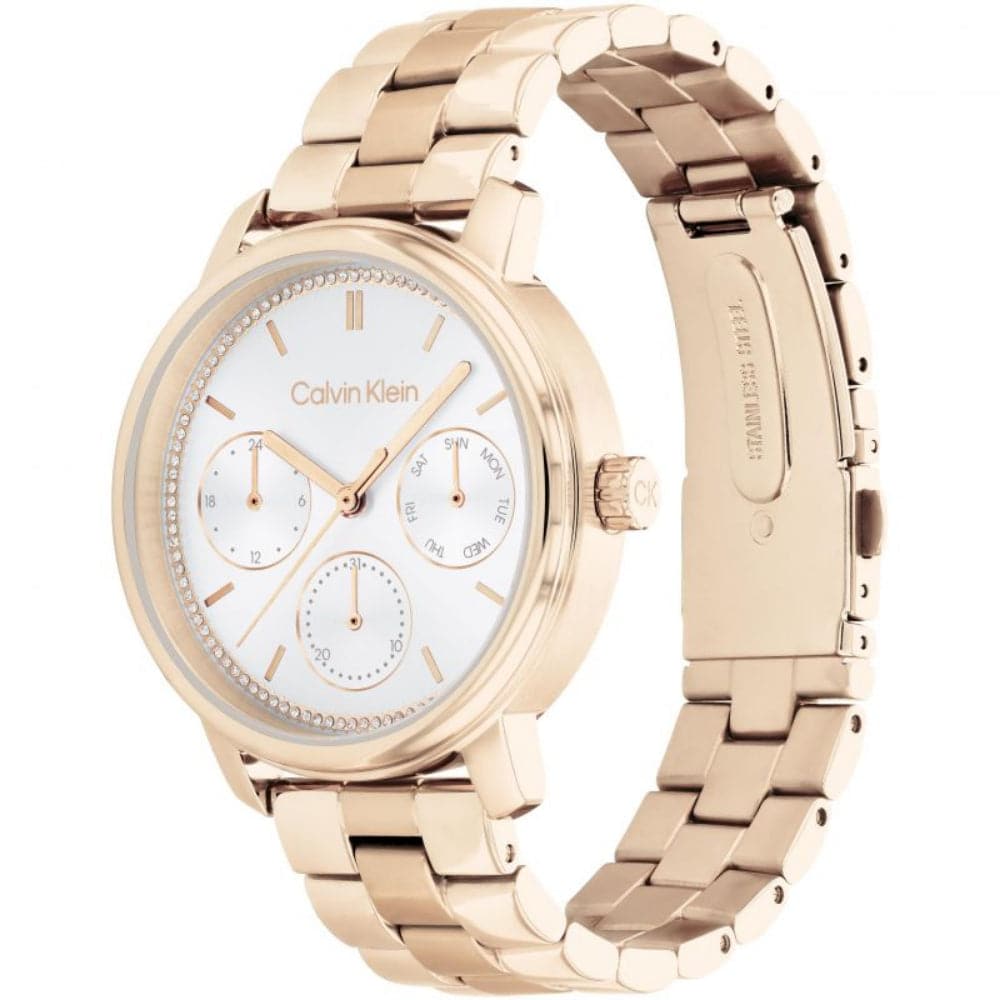 Calvin Klein Women's Chronograph Watch - Rose Gold Stainless Steel Strap, Fashion Luxury Timepiece for Everyday Wear & Special Occasions | Model 25200178