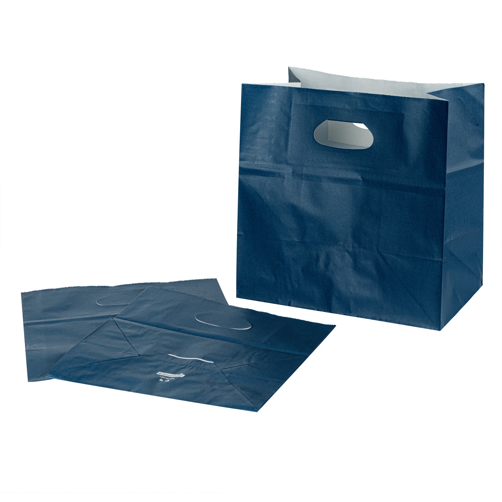 Premium Rectangle Midnight Blue Paper Take Out Bags with Handles - 11