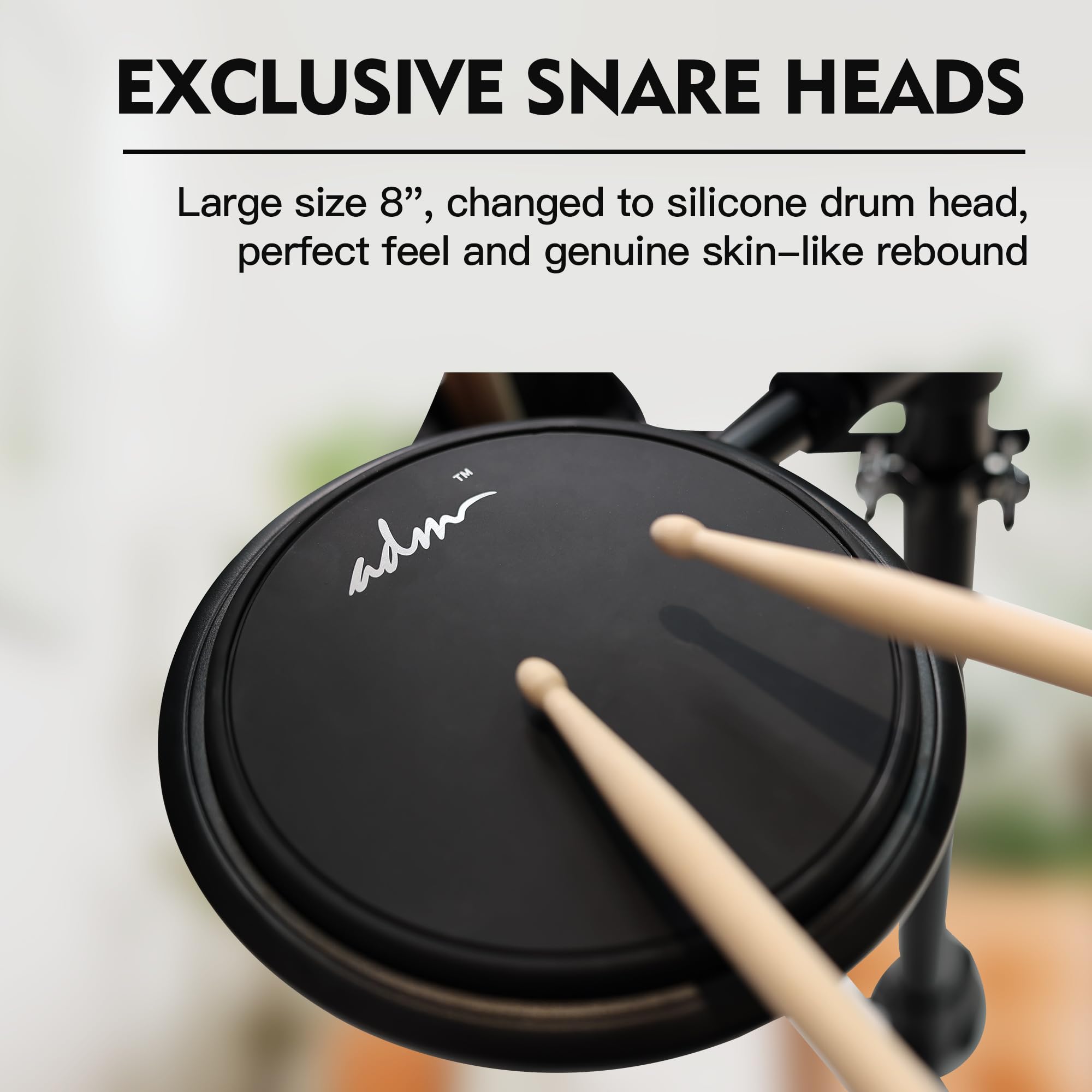 ADM Electronic Drum Set with 4 Quiet Mesh Pads - 180+ Realistic Sounds, Beginner Electric Drum Kit with Dual Pedals, Throne, Headphones & Sticks | Perfect for Home Practice, Music Lessons & Silent Training