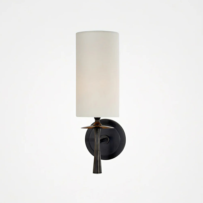 Farber Fabric Wall Sconce - Modern Boho Light Fixture for Bedroom, Living Room & Hallway - Soft Glow Decorative Wall Lamp with Linen Shade (White)