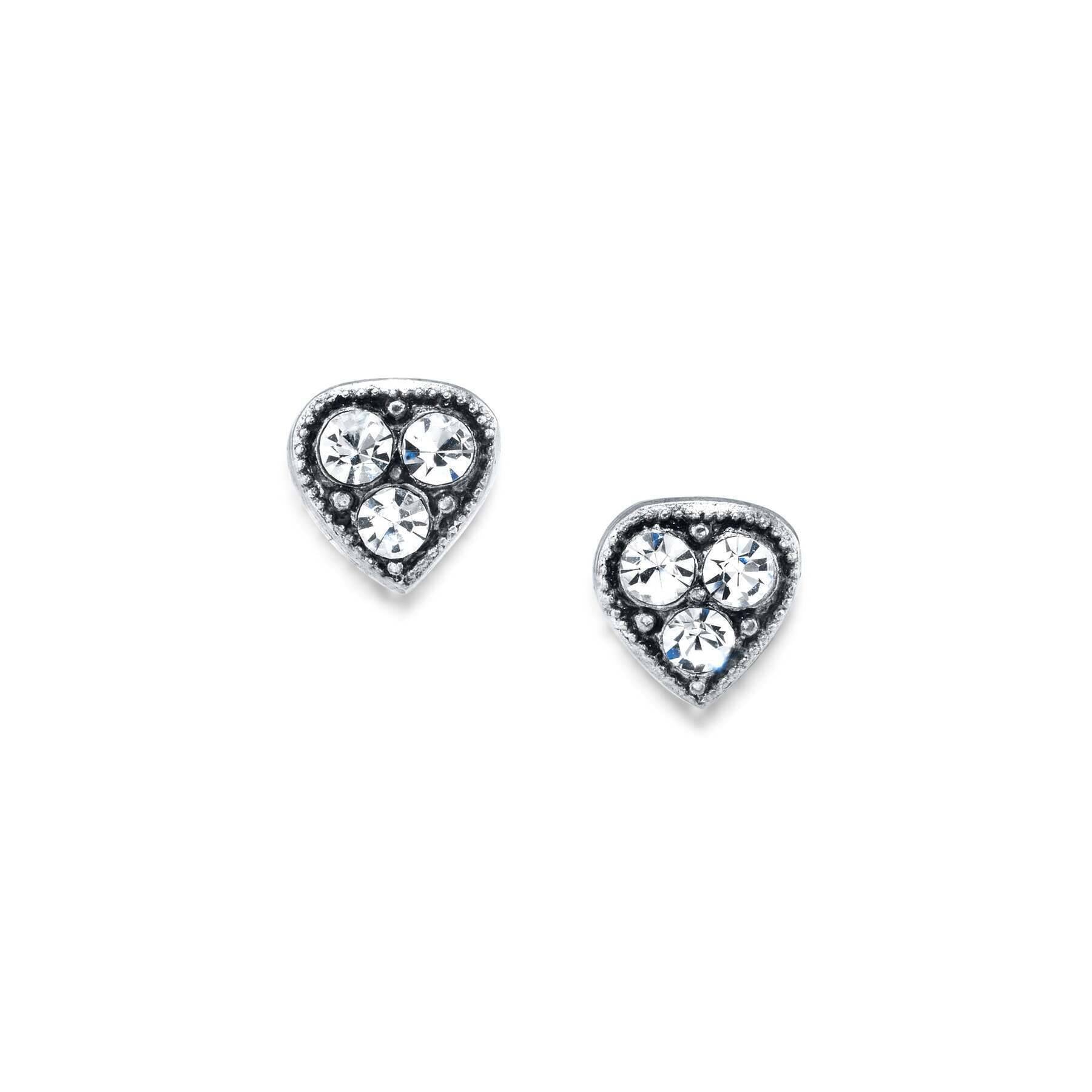 1928 Jewelry Crystal Heart Stud Earrings for Women - 925 Sterling Silver Small Heart Earrings - Elegant Gift for Valentine's Day, Anniversary & Special Occasions