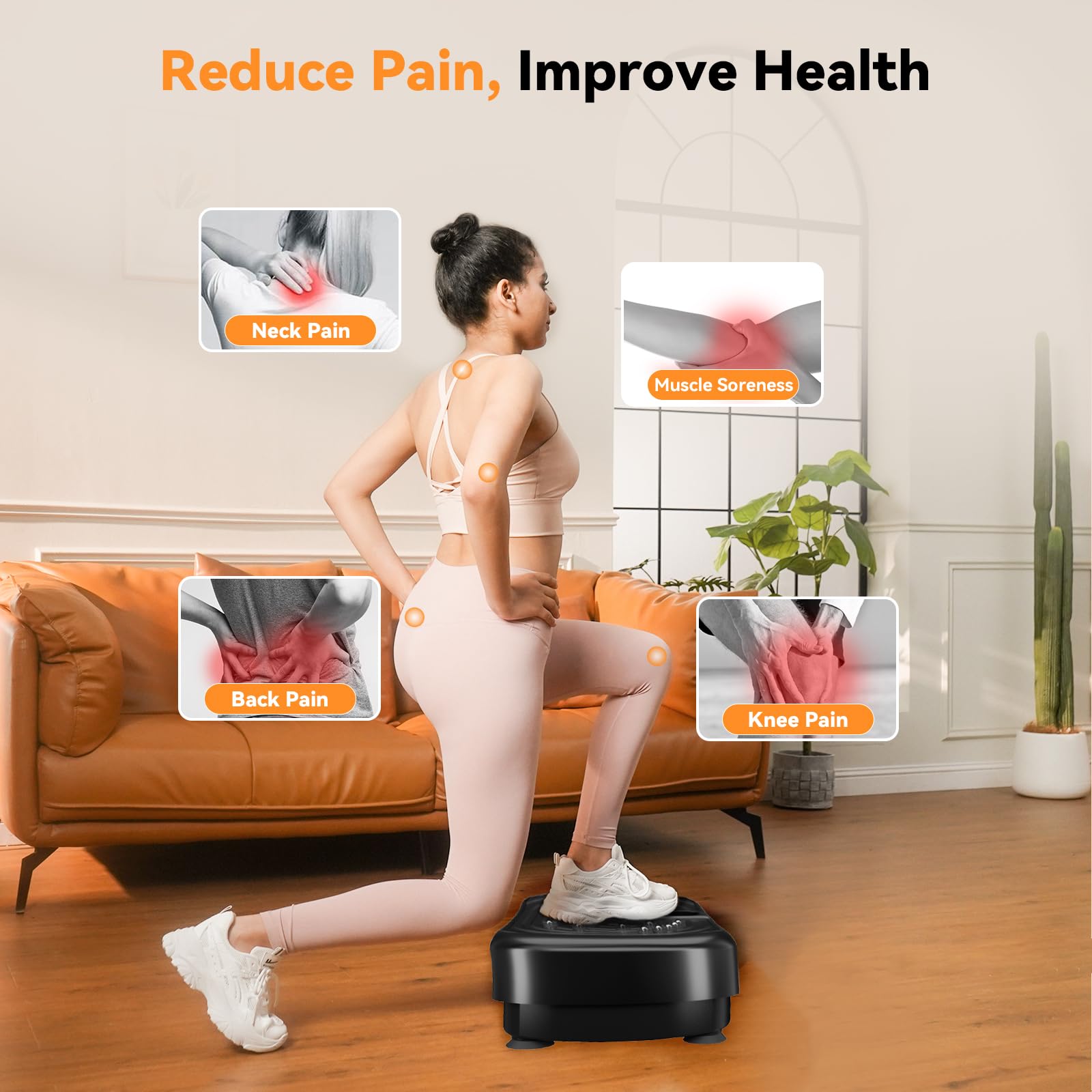 UCIN Vibration Plate Exercise Machine for Weight Loss & Lymphatic Drainage - 330 Lbs Capacity Home Fitness Platform with Resistance Bands & Pilates Ball - Perfect for Home Workouts, Muscle Recovery & Full-Body Toning