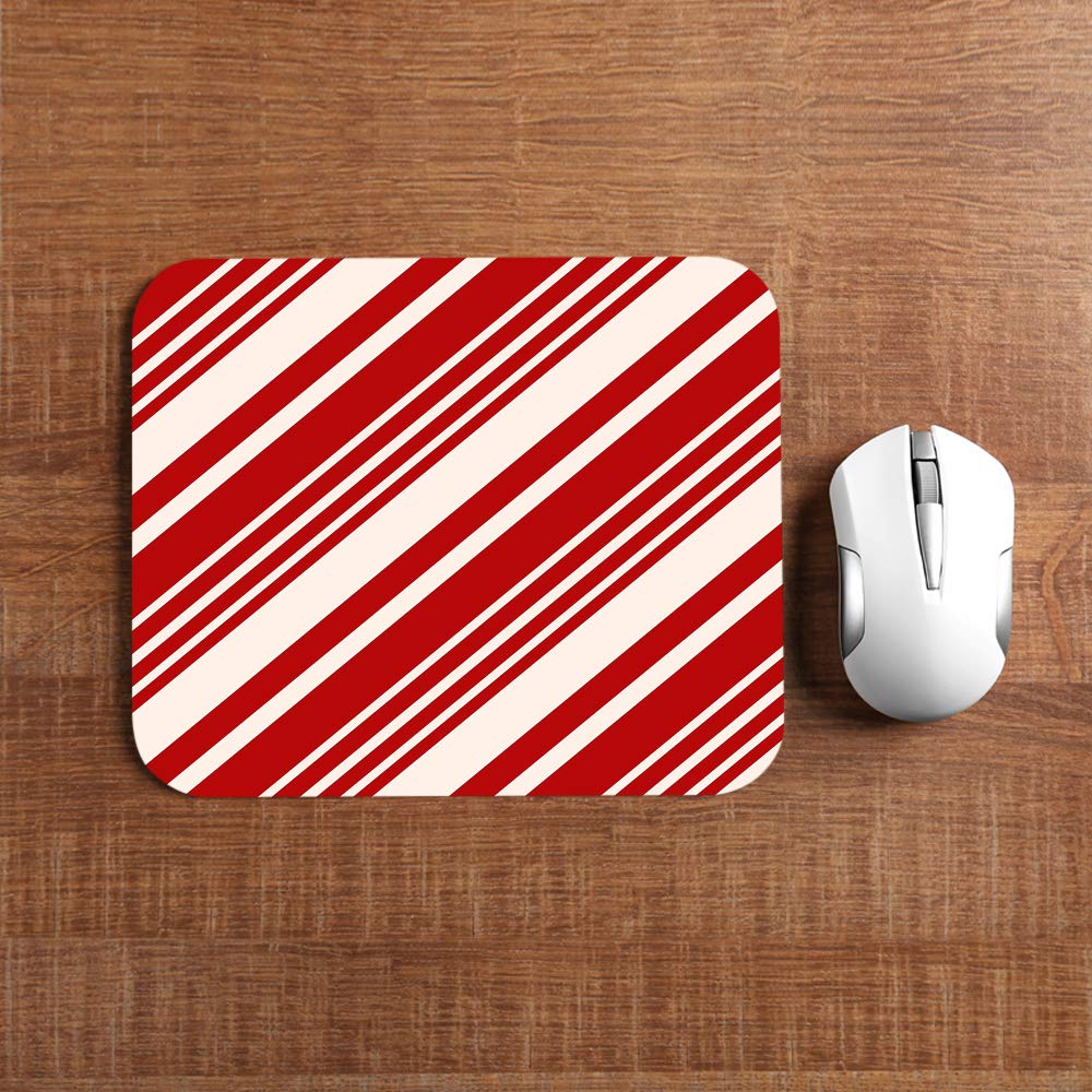 Christmas Striped Mouse Pad - Red & Cream Candy Cane Pattern Gaming Mouse Mat with Non-Slip Rubber Base, 9.5x7.9 Inch Large Thick Mousepad for PC, Laptop, Office & Home Decor - Perfect Holiday Gift for Gamers & Professionals