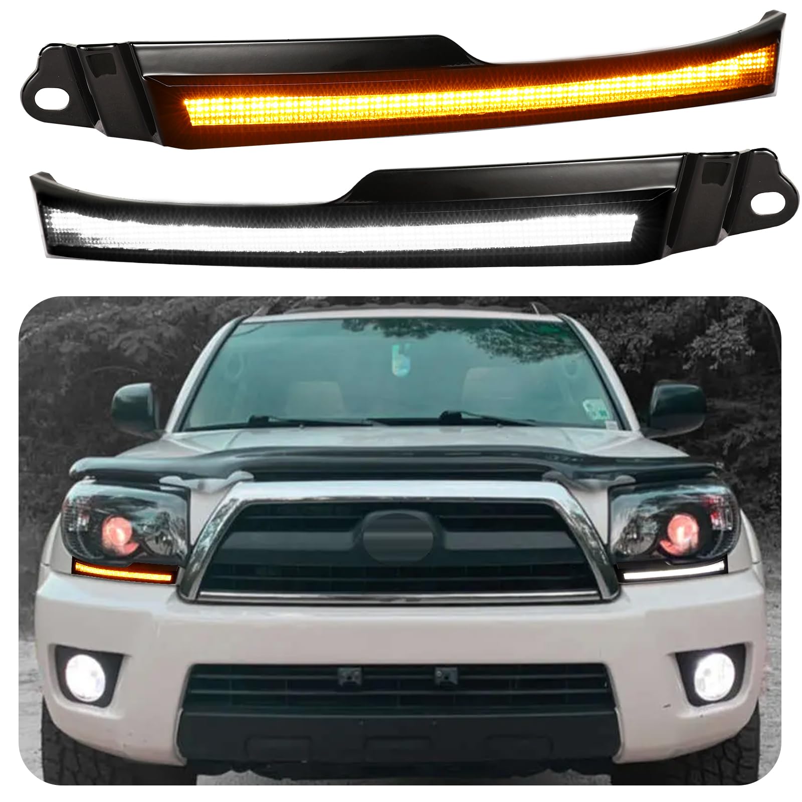 2006-2009 Toyota 4Runner LED Daytime Running Lights Headlights with Turn Signal & Fog Lights Assembly - Durable Replacement for 4Runner Models - Perfect for Night Driving & Off-Road Adventures