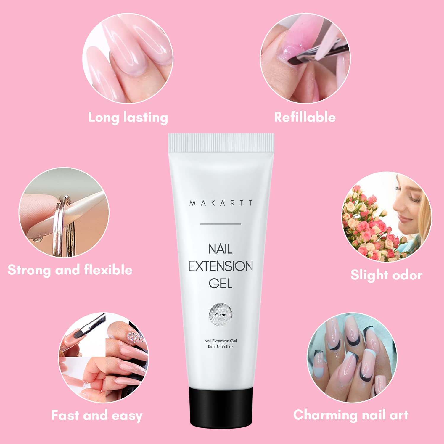 Makartt Nail Builder Gel Kit - Professional Nail Extension Set with Natural Color Builder Gel, Base & Top Coat for DIY Manicures | Perfect for Home Nail Art, Salon Professionals & Beginners