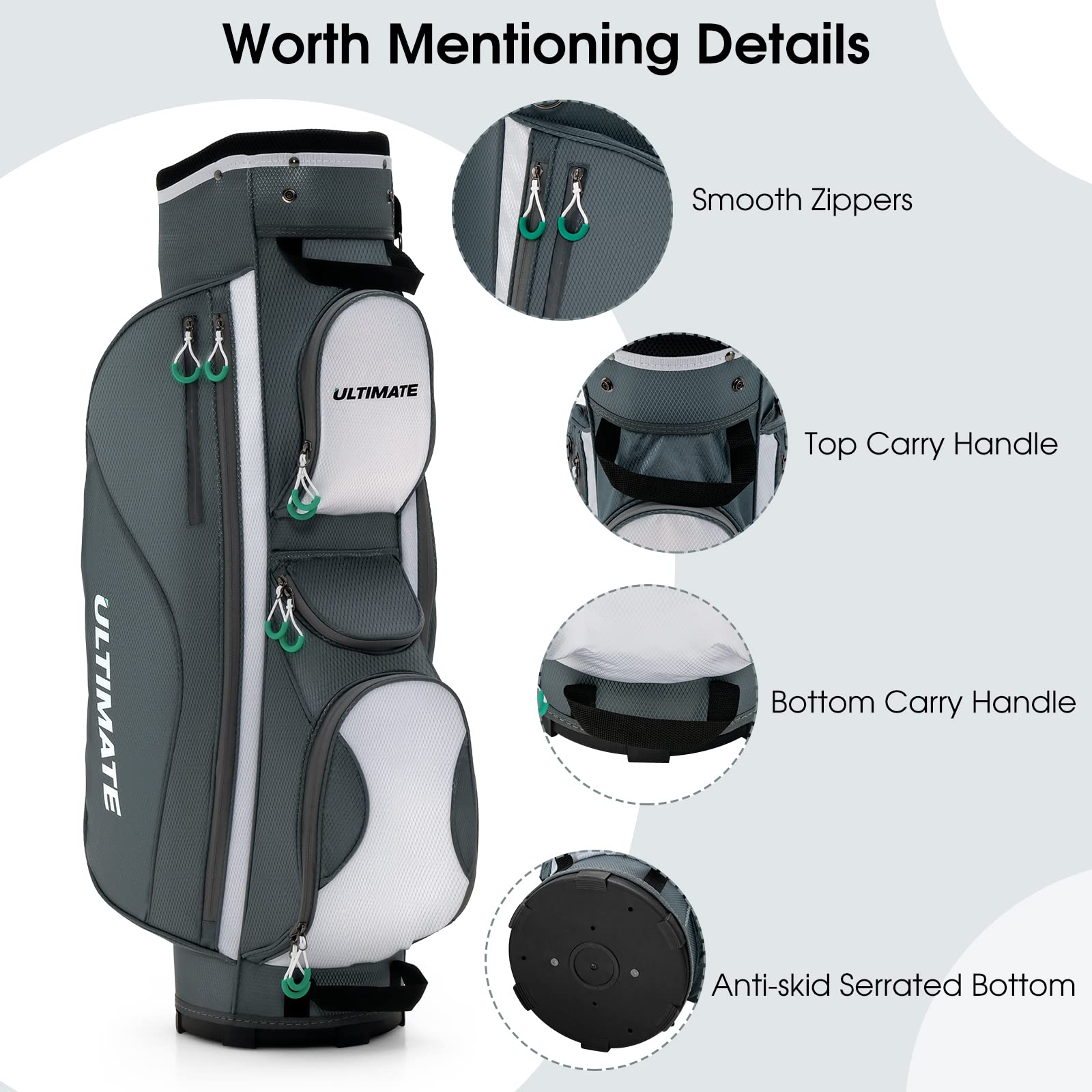 **Tangkula 14-Way Golf Cart Bag - Lightweight Stand Bag with Shoulder Strap, 7 Zippered Pockets, Cooler Bag & Valuables Pocket - Waterproof Rain Hood & Dust Cover - Perfect for Golf Courses & Travel**