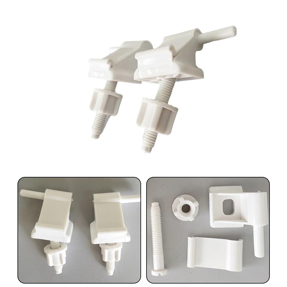 RecDec 2 Pack Universal Toilet Seat Hinges Replacement Kit with Bolts, Screws & Nuts - Durable White Plastic Bracket for Toilet Cover Lids - Perfect Bathroom WC Hardware Repair Solution for Home & Commercial Use