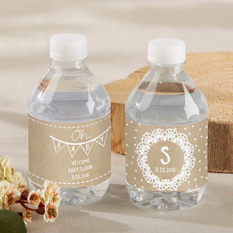 Custom Water Bottle Labels for Baby Showers - Rustic Charm Design for Personalized Party Decor | Perfect for Baby Shower Favors, Wedding Gifts & Birthday Party Supplies