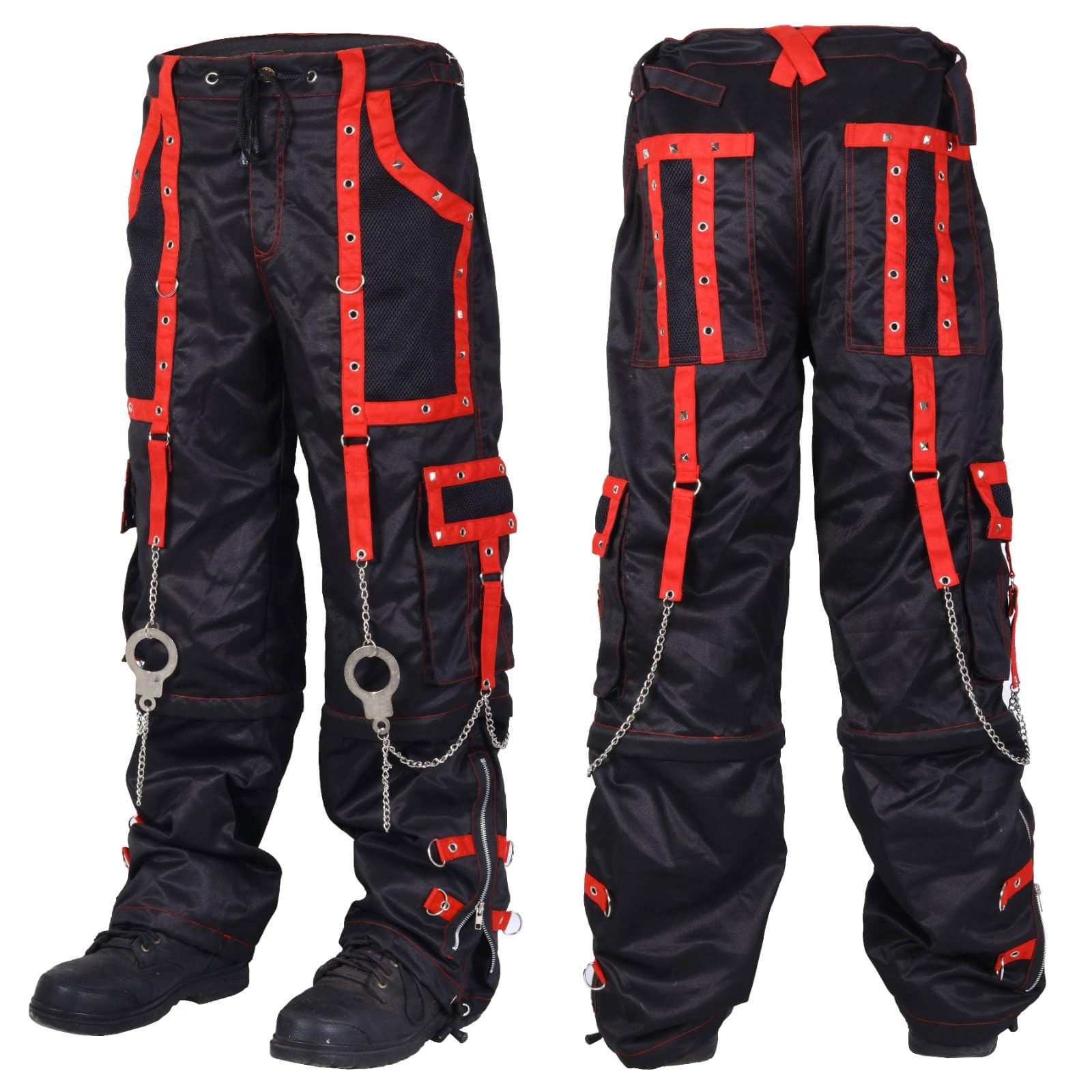 Premium Gothic Men's Bondage Cyberpunk Chain Shorts - Punk Rock Techno Pants | High-Quality USA Made | Perfect for Concerts, Raves & Alternative Fashion