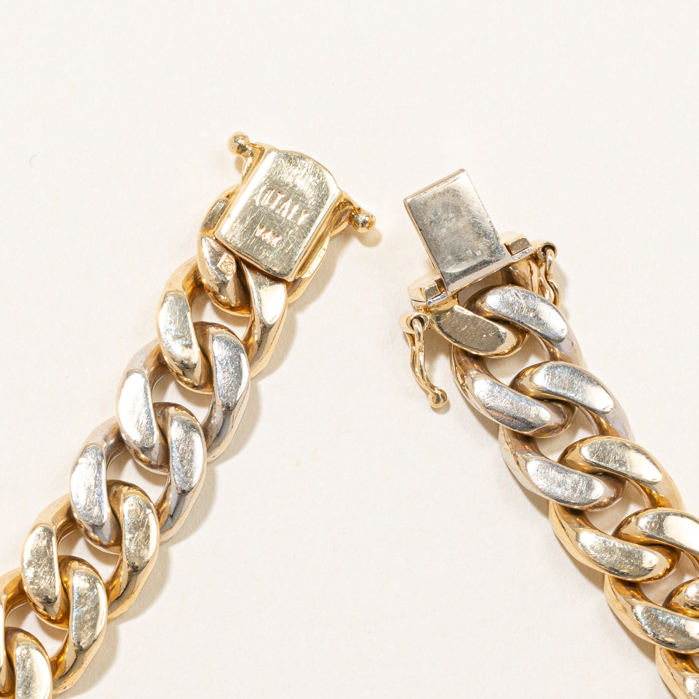 14K Italian Two-Tone Gold Cuban Link Bracelet for Men & Women | 8.5 Inch Adjustable Luxury Chain | Perfect for Gifts, Weddings & Everyday Wear