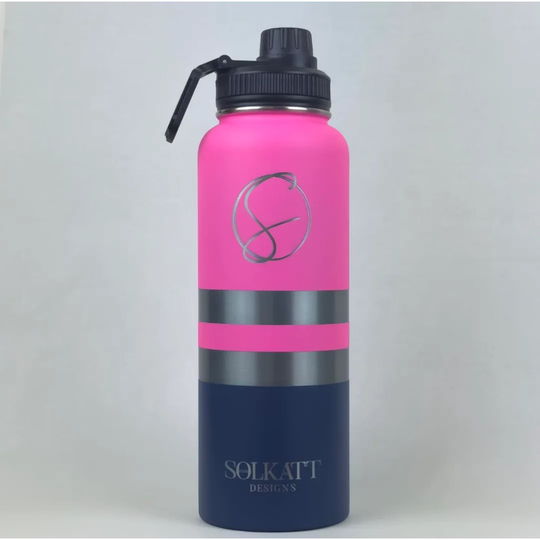 Plastered Pink Insulated Stainless Steel Water Bottle 1.2L (40oz) - Leakproof & BPA-Free for Work, Gym & Outdoor Activities