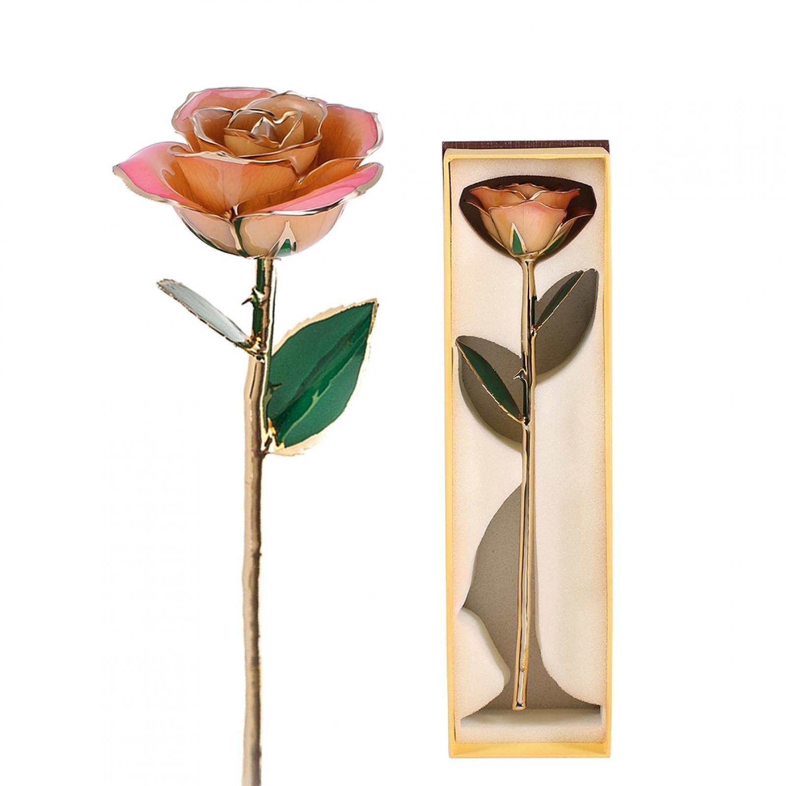 24K Gold Dipped Real Rose Gift Box - Long Stem Luxury Preserved Rose for Birthday, Anniversary, Valentine's Day - Perfect Romantic Gift for Her, Wedding Decor & Home Display