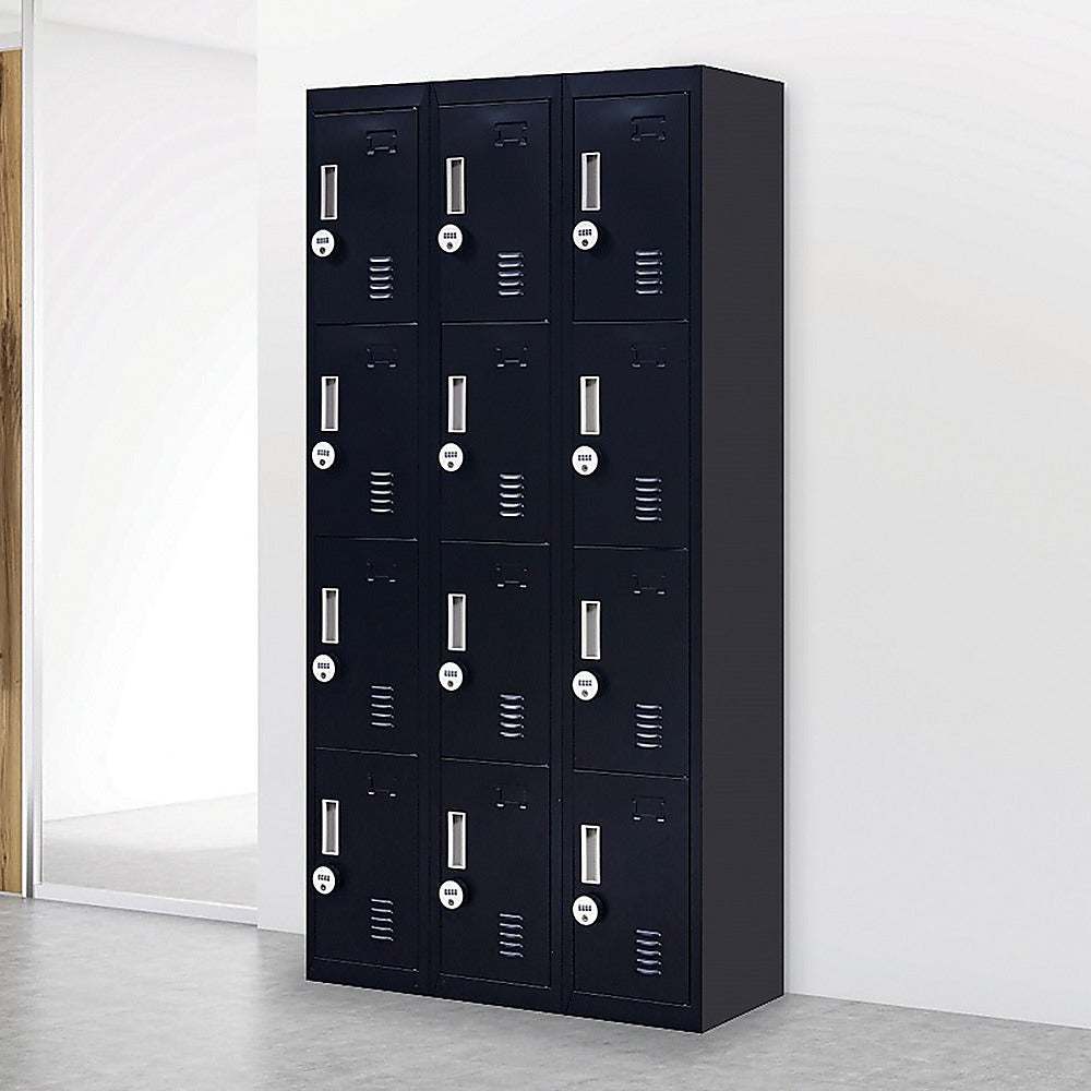 12-Door Locker with 4-Digit Combination Lock - Secure Storage for Office, Gym, Shed, School & Home | Perfect for Personal Belongings, Equipment & Valuables
