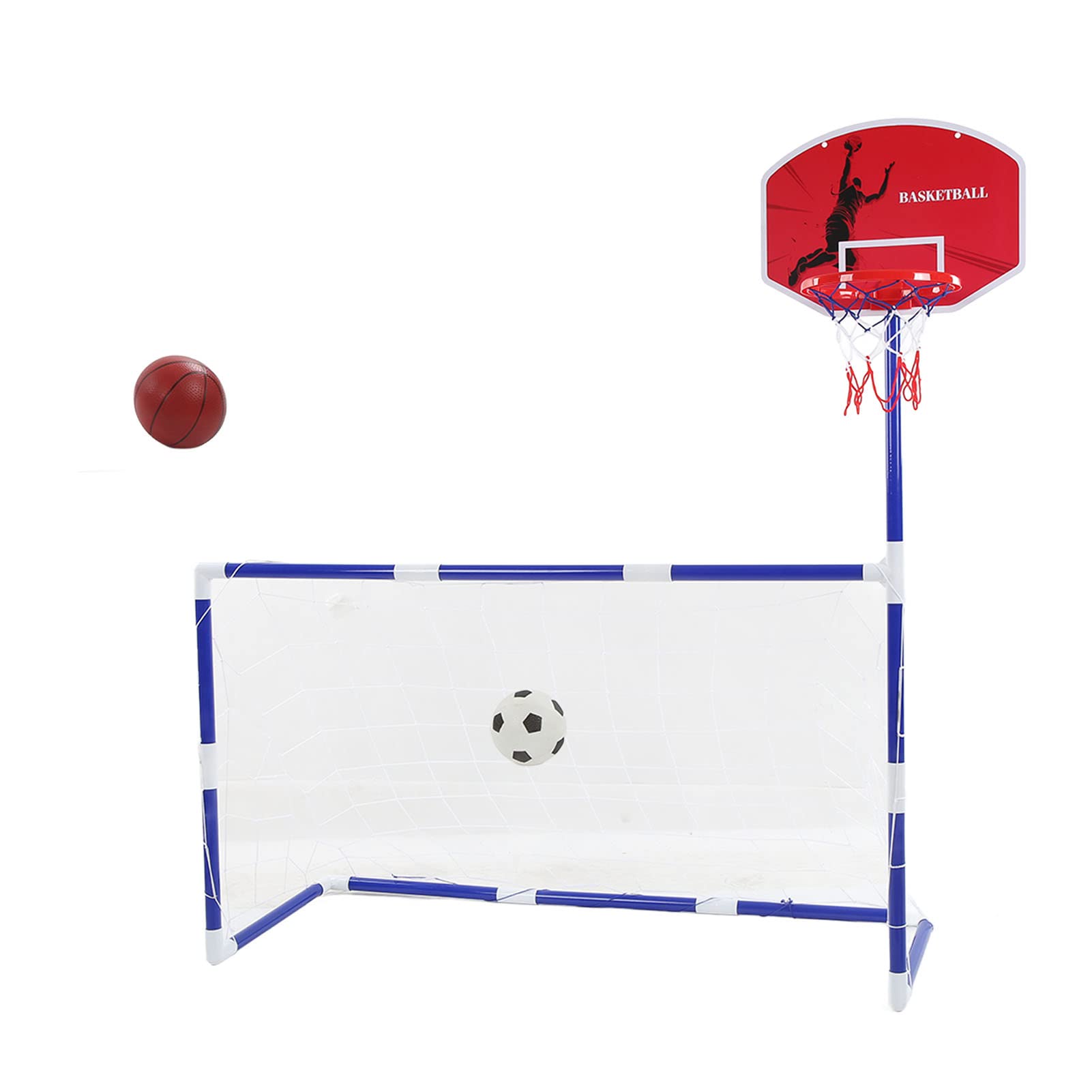 Jopwkuin Kids Basketball Hoop Set - Adjustable Height, Easy Assembly for Indoor & Outdoor Play - BPA-Free Plastic Basketball & Football Sports Toy for Boys & Girls - Perfect for Backyard, Driveway, and Playground Fun