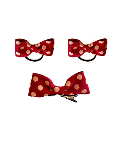Polka Dot Hair Clips for Baby Girls - Wine Red Bow Barrettes Set (BBG54) | Perfect for Parties, School, and Everyday Style