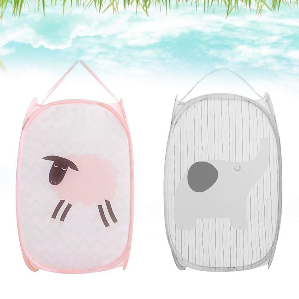 TOPBATHY 2-Pack Collapsible Laundry Basket & Hamper - Foldable Mesh Storage Bin for Clothes, Toys & Organizing - Space-Saving Pop-Up Design for Bedroom, Bathroom & Dorm Use