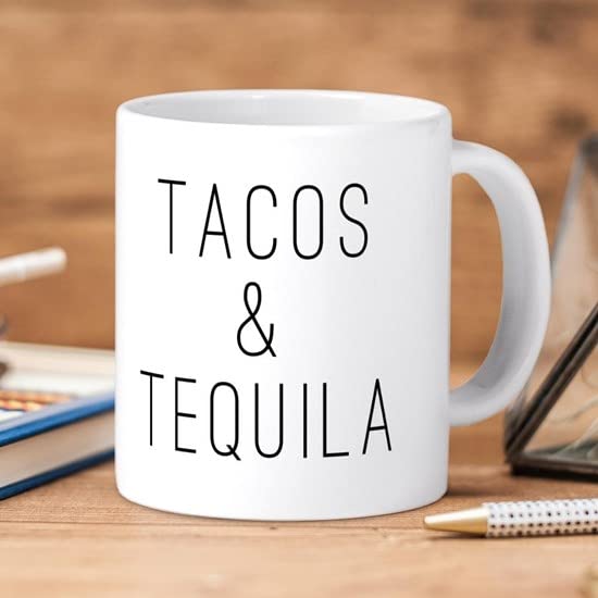 Tacos And Tequila 20 oz Ceramic Coffee Mega Mug - Large Insulated Coffee Cup for Home, Office & Travel - Perfect for Hot & Cold Beverages, Gift Idea for Taco Lovers