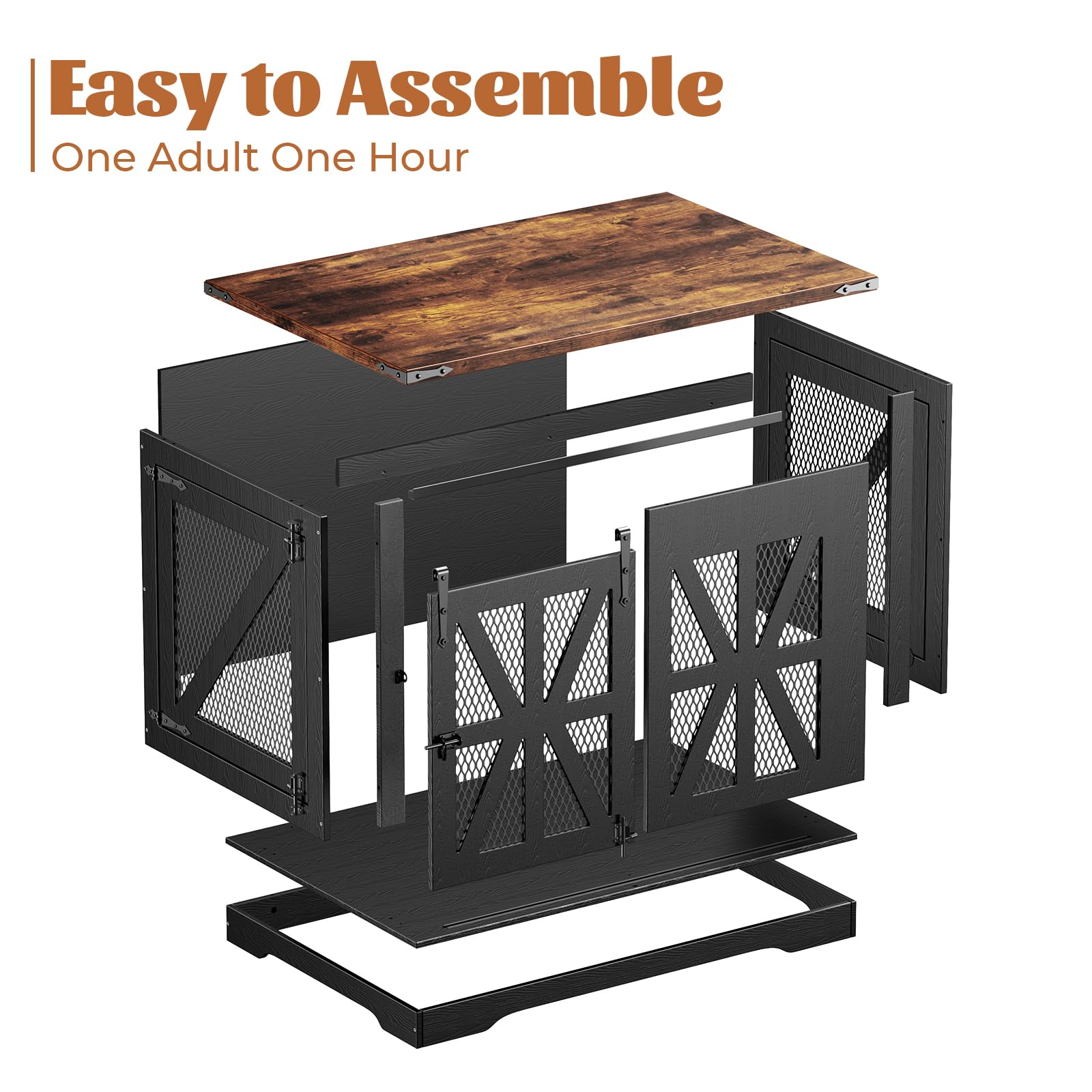 VOPEAK Heavy Duty Large Dog Crate Furniture - XL Chew Resistant Dog Cage for Medium to Large Dogs | Indoor Dog Kennel with Double Doors | Farmhouse Style End Table for Bedroom & Living Room | Perfect for Home Decor & Pet Safety
