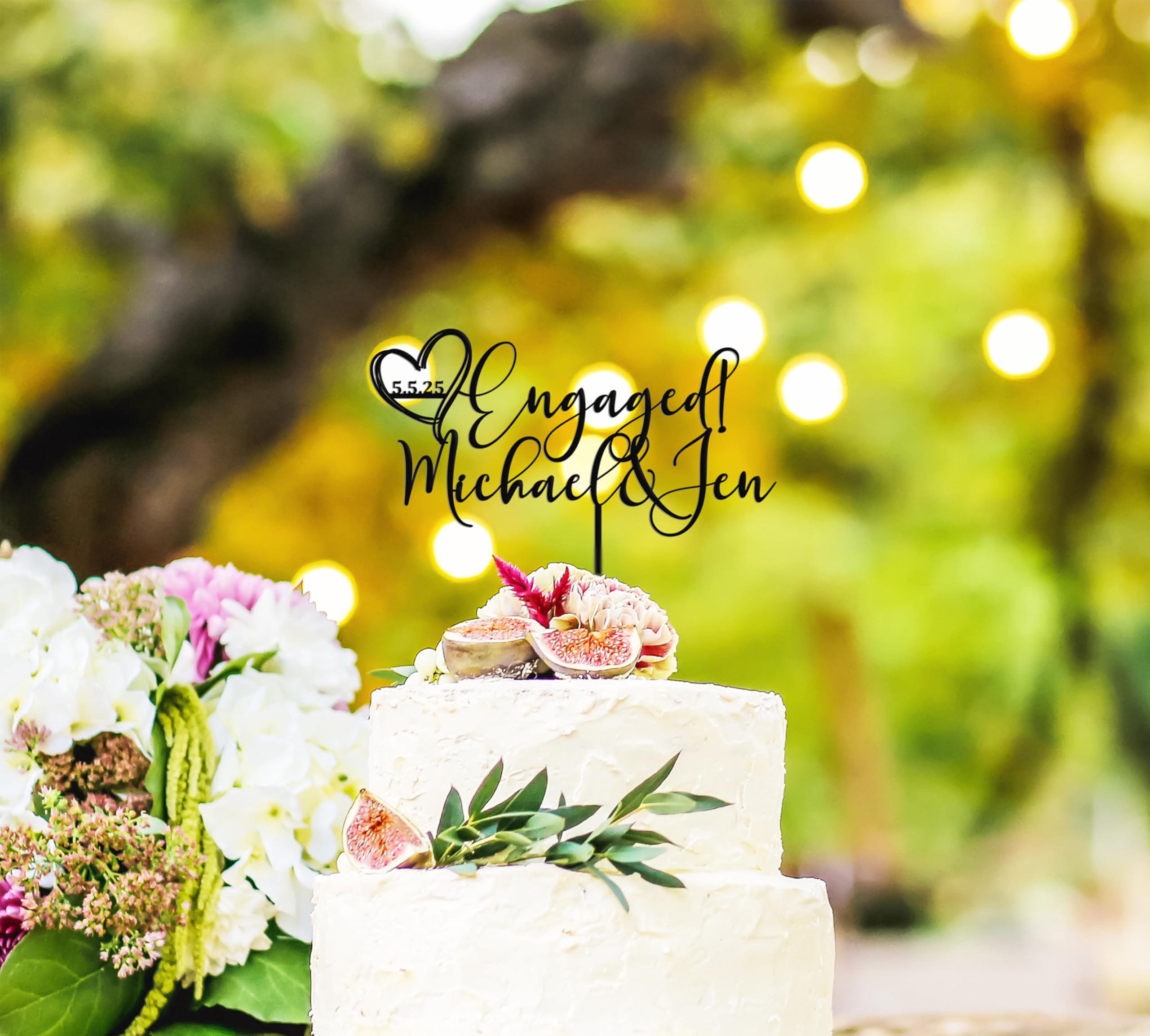 Rustic Engagement Cake Topper - 'We're Engaged' Wedding Cake Decor for Bridal Showers & Engagement Parties | Perfect for DIY Wedding Cakes, Anniversary Celebrations & Romantic Proposals