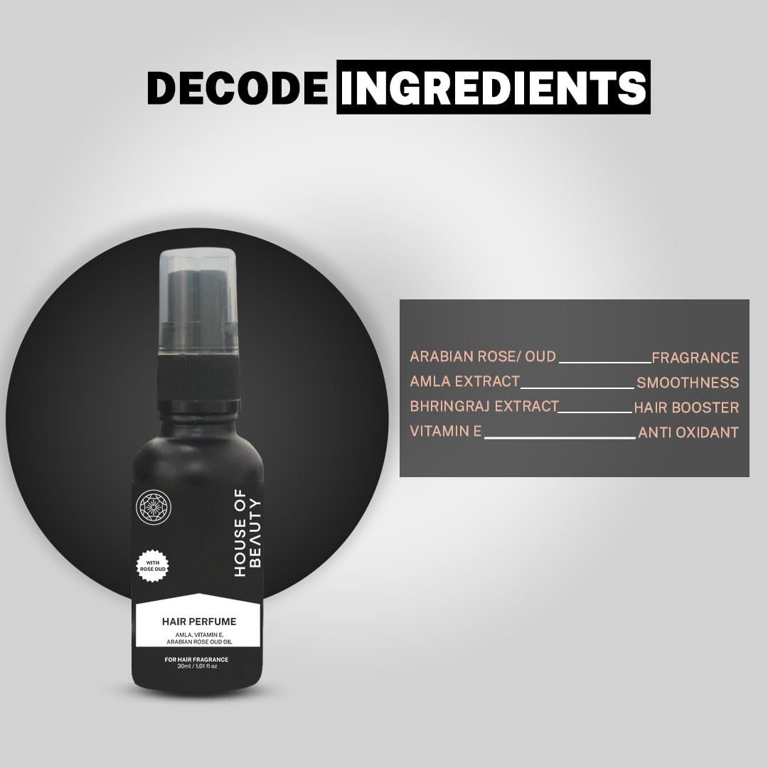 Premium Hair Perfume Spray with Arabian Oud - Infused with Amla, Bhringraj Extract & Vitamin E for All Hair Types | Unisex Fragrance (30ml) | Long-Lasting Scent for Daily Use, Special Occasions & Travel