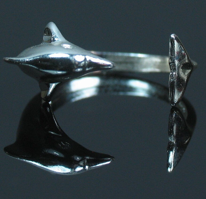 Sterling Silver Dolphin Ring - Open Band Design - Available in Sizes 6, 7, 8 & 9 - Perfect for Beach Lovers & Ocean-Themed Jewelry Gifts