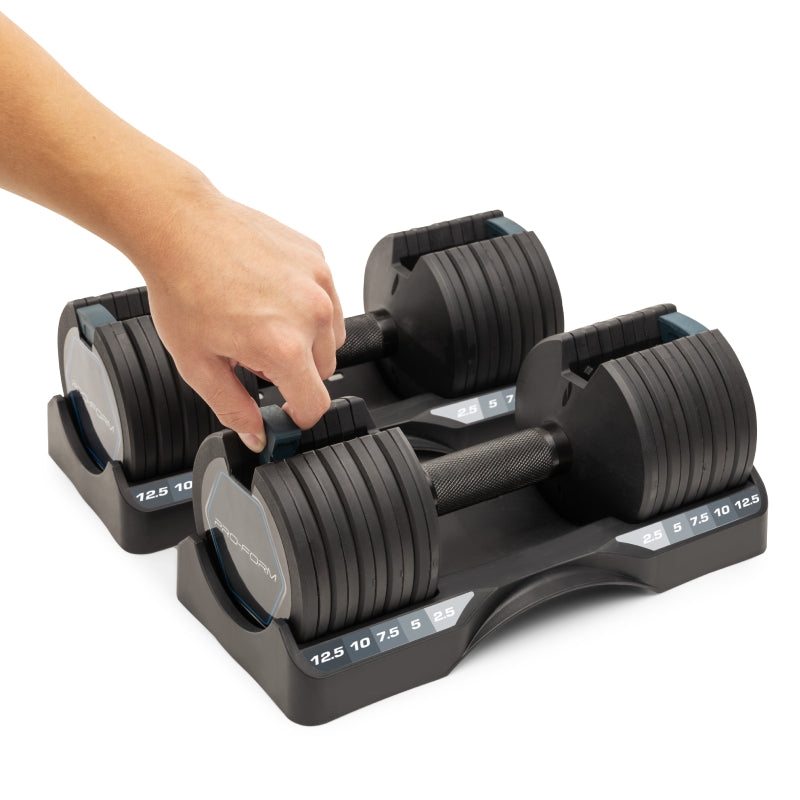 ProForm 12.5LB Select-A-Weight Adjustable Dumbbells Pair (25lbs Total) - Home Gym Strength Training for Men & Women