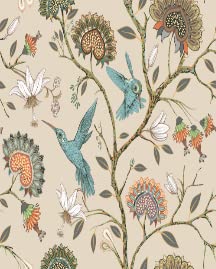 1 Stylized Flowers and Hummingbird