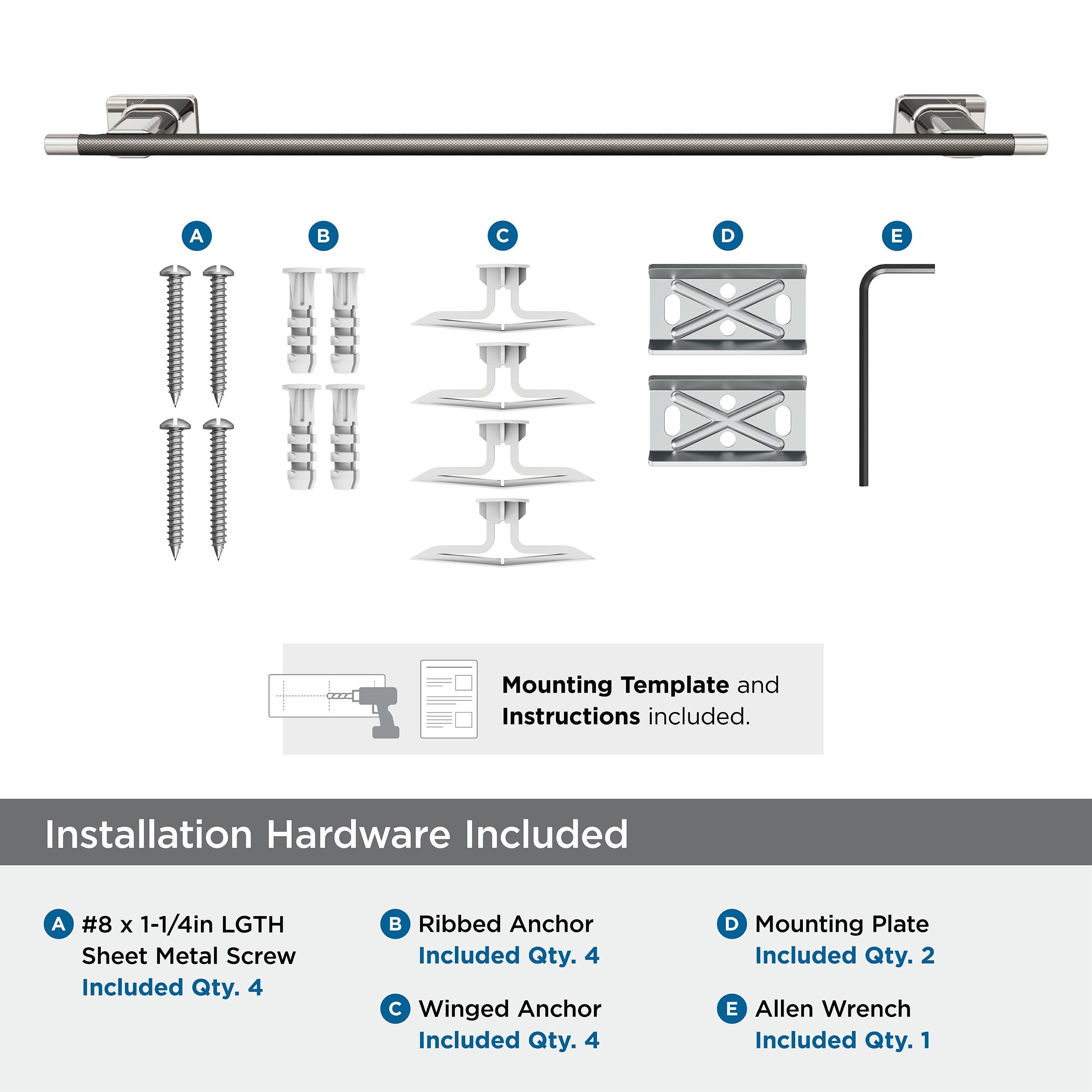 Amerock BH26615PNGM 24-Inch Polished Nickel & Gunmetal Towel Bar - Modern Bathroom Towel Rack Holder for Bathrooms, Showers & Spa Areas | Esquire Collection Bath Hardware Accessories