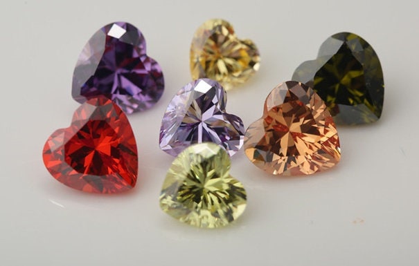 Wholesale 4mm 8mm Heart Cut Cubic Zirconia (CZ) Stones - Pink, Yellow, Lavender, Purple, Red, Tanzanite & Champagne Colors for Jewelry Making, DIY Crafts & Engagement Rings