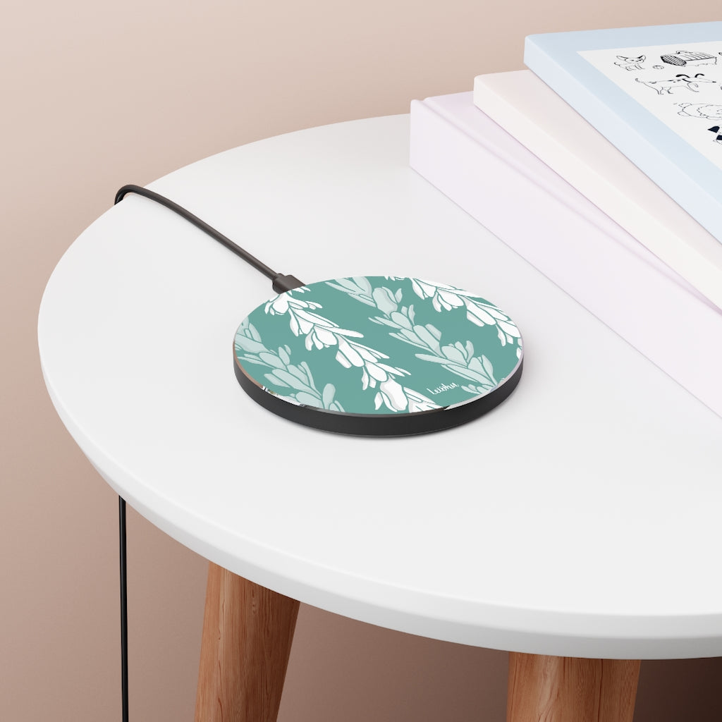 Premium Tuberose Lei Scented Wireless Charger - Fast Qi-Certified Charging Pad for iPhone, Samsung, AirPods - Perfect for Home, Office, and Travel Use