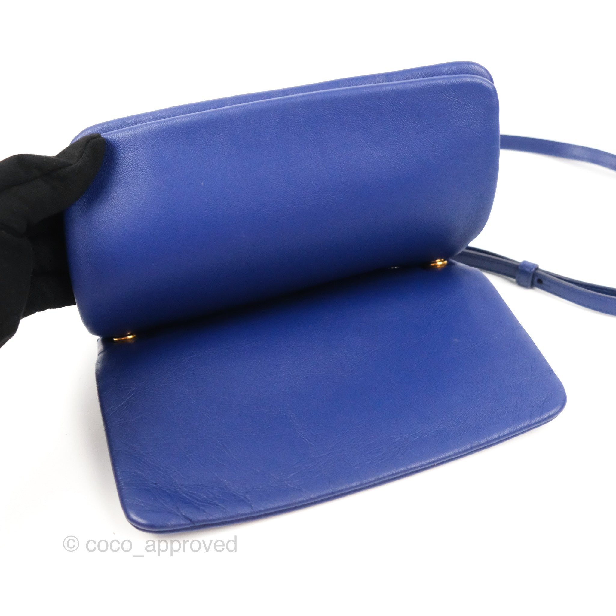Celine Small Trio Crossbody Bag in Dark Blue Lambskin Leather with Gold Hardware - Perfect for Everyday Use, Travel & Date Nights