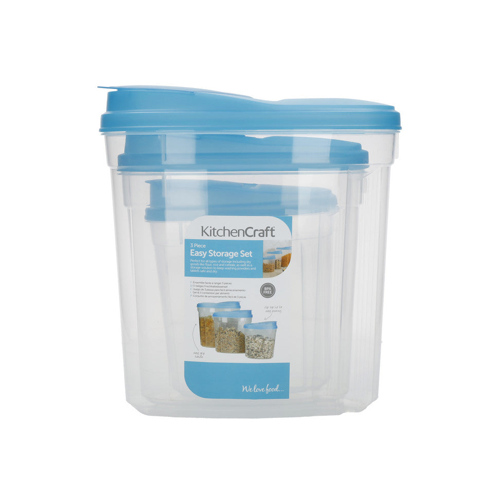 3-Piece Airtight Plastic Food Storage Container Set for Flour, Sugar & Rice - Perfect for Kitchen Pantry Organization & Bulk Food Storage
