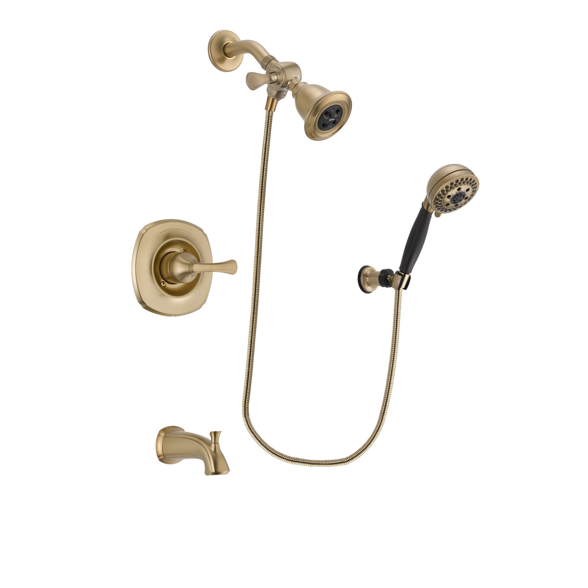 Delta Addison Champagne Bronze Finish Tub and Shower Faucet System with Water Efficient Showerhead & 5-Spray Hand Shower - Includes Rough-in Valve & Tub Spout DSP3771V - Perfect for Bathroom Renovation & Luxury Spa Experience