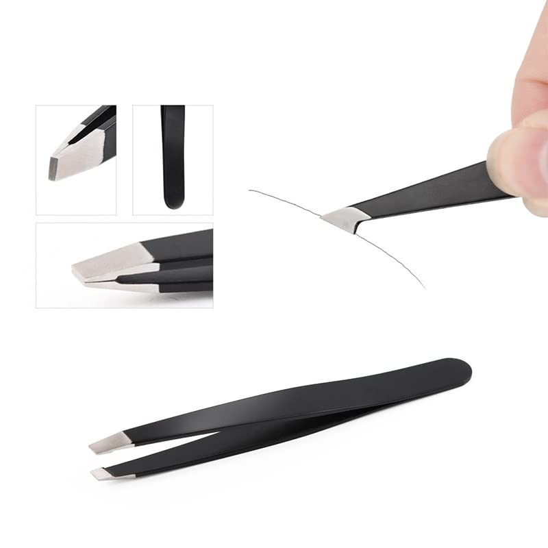 4Pcs Professional Eyebrow Tweezers Set - Stainless Steel Hair Removal Tweezers & Makeup Tools for Precise Grooming - Perfect for Eyebrow Shaping, Facial Hair Removal & Beauty Salon Use