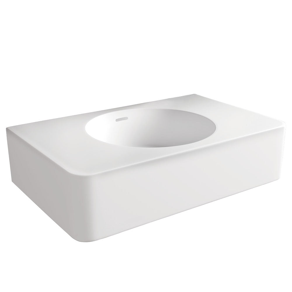 Fienza CSB11 47NO 0 Encanto 470 Cast Stone Wall Mount Sink - No Tap Hole, No Overflow - Perfect for Modern Bathroom & Powder Room Vanities