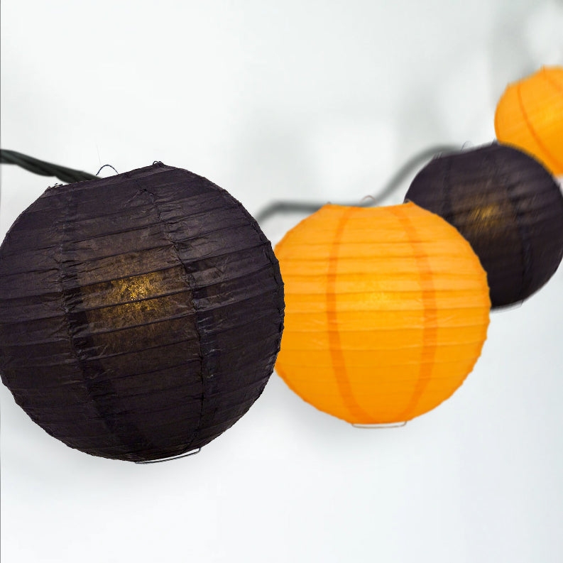 16 Pack Halloween Black and Orange Paper Lantern String Lights - 31 FT Expandable Party Decorations Kit for Indoor Outdoor Halloween Party, Porch, Yard, and Home Decor