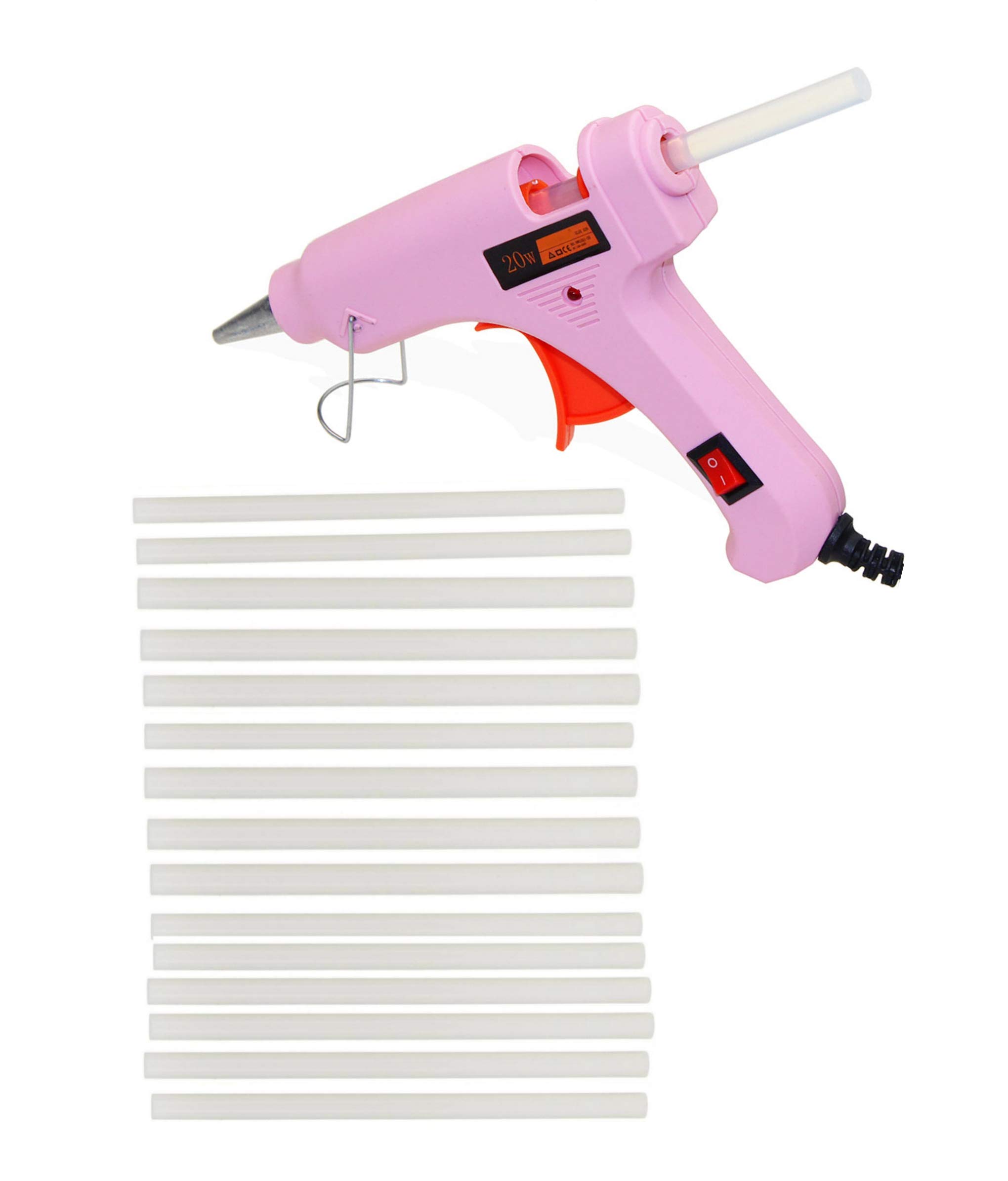 FADMAN Mini Hot Melt Glue Gun - 20W Power with On/Off Switch & LED Indicator - Includes 15 Pink Glue Sticks - Perfect for DIY Crafts, Home Repairs, and School Projects