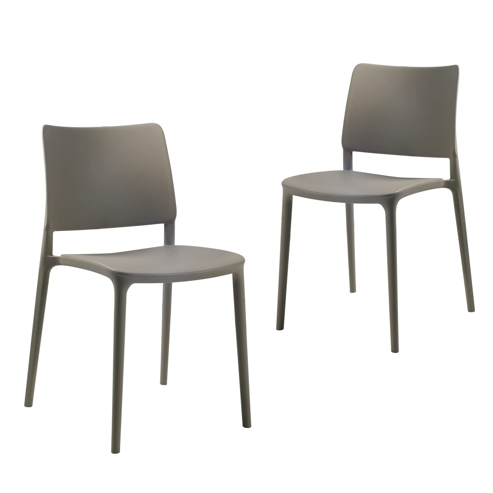 Modern Stackable Patio Dining Side Chairs (Set of 2) - Indoor & Outdoor Use, Taupe - Perfect for Backyard, Garden, Poolside & Small Space Dining