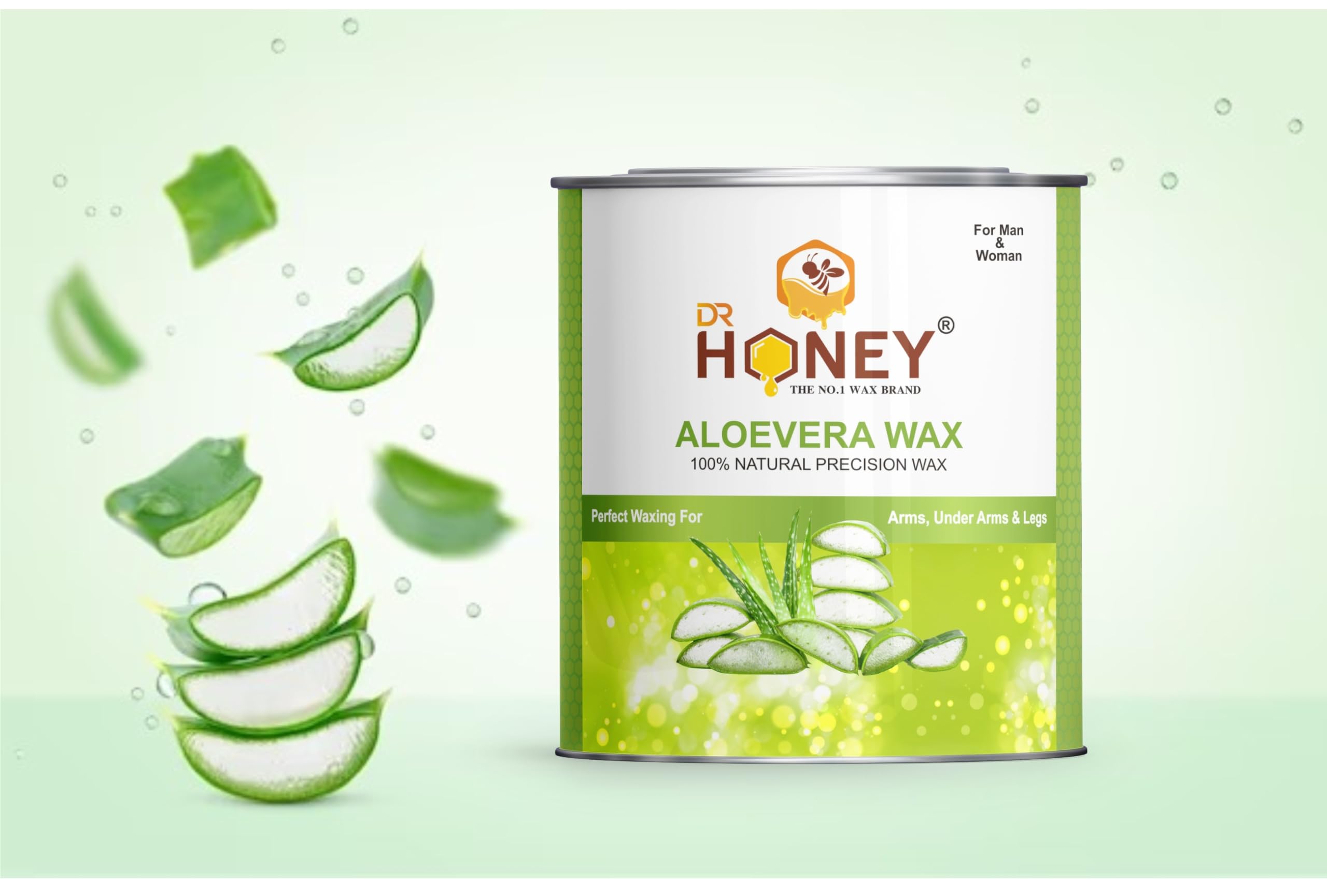 DR HONEY Aloe Vera Hair Removal Wax Kit - 21.1oz for Legs, Arms, Underarms & Bikini Area | Painless & Easy At-Home Hair Removal for Men & Women | Lasting Smooth Skin | Perfect for Summer, Beach & Swimsuit Season