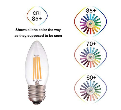 B11 LED Candelabra Bulb - Dimmable C35 6W LED Filament Candle Light Bulb with E26 Base, Warm White 2700K, 600 Lumens (60W Equivalent), 110-120V - 12 Pack - Perfect for Chandeliers, Wall Sconces & Decorative Lighting