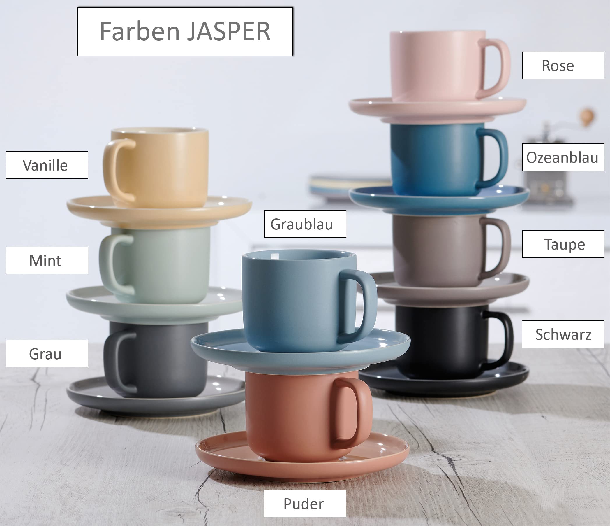 Ritzenhoff & Breker Jasper 16-Piece Taupe Stoneware Dinner Set - Plates, Bowls & Cups for 4 People | Elegant Tableware for Family Dinners, Parties & Restaurant-Style Dining